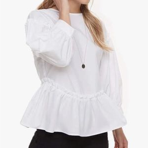 k/lab Juniors' Balloon Sleeve Peplum Blouse